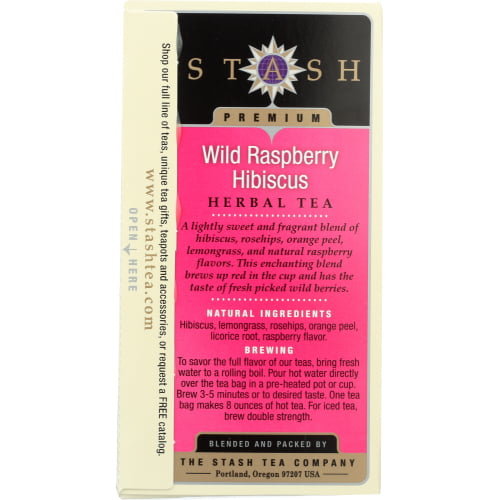 Herbal Tea Wild Raspberry Hibiscus Caffeine Free 20 Tea Bags