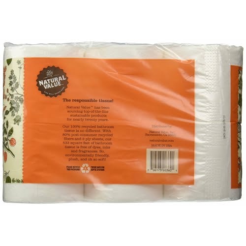 Recycled Bathroom Tissue 400 2-Ply Sheets 12 Rolls