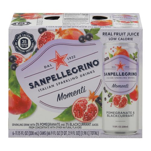 Momenti Pomegranate & Blackcurrant Sparkling Drinks 6 Count