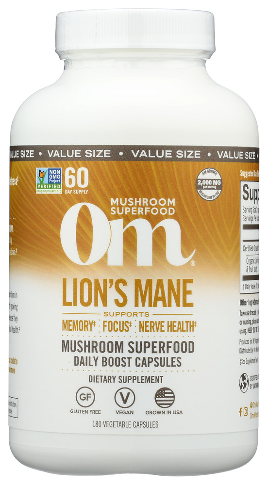 850011996737_C1N1.jpg OM MUSHROOMS: Lions Mane Cp, 180 cp - Image 1